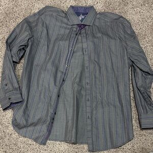 Robert Graham Blue and Purple Striped Button Down Shirt